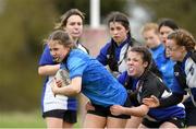 22 March 2023; Eva Cawley of Wilson Hospital, Westmeath during Group match Wilson Hospital, Westmeath v Dundalk Grammer School at the Leinster Rugby Girls x7s Finals Day at Cill Dara RFC in Kildare. Photo by Matt Browne/Sportsfile