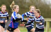 22 March 2023; Molly O'Gorman of Loreto Secondary School Wexford during a senior group match between Loreto Secondary School, Navan, Co Meath v Loreto Secondary School Wexford at the Leinster Rugby Girls x7s Finals Day at Cill Dara RFC in Kildare. Photo by Matt Browne/Sportsfile