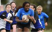 22 March 2023; Diana Izekor of Wilson Hospital, Westmeath during Group match Wilson Hospital, Westmeath v Dundalk Grammer School at the Leinster Rugby Girls x7s Finals Day at Cill Dara RFC in Kildare. Photo by Matt Browne/Sportsfile