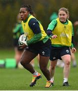 21 March 2023; Linda Djougang, left, and Nicole Cronin during Ireland women's squad training at the IRFU High Performance Centre at the Sport Ireland Campus in Dublin. Photo by Ramsey Cardy/Sportsfile