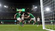 22 March 2023; Callum O’Dowda, right, celebrates with Republic of Ireland team-mate Evan Ferguson, left, after scoring their side's first goal during the international friendly match between Republic of Ireland and Latvia at Aviva Stadium in Dublin. Photo by Stephen McCarthy/Sportsfile