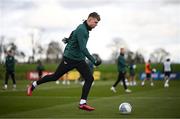 24 March 2023; Evan Ferguson during a Republic of Ireland training session at the FAI National Training Centre in Abbotstown, Dublin. Photo by Stephen McCarthy/Sportsfile