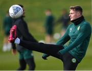 24 March 2023; Evan Ferguson during a Republic of Ireland training session at the FAI National Training Centre in Abbotstown, Dublin. Photo by Stephen McCarthy/Sportsfile