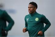 24 March 2023; Chiedozie Ogbene during a Republic of Ireland training session at the FAI National Training Centre in Abbotstown, Dublin. Photo by Stephen McCarthy/Sportsfile