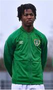22 March 2023; Franco Umeh of Republic of Ireland before the UEFA European Under-19 Championship Elite Round match between Republic of Ireland and Slovakia at Ferrycarrig Park in Wexford. Photo by Piaras Ó Mídheach/Sportsfile