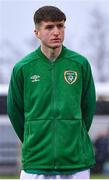 22 March 2023; James McManus of Republic of Ireland before the UEFA European Under-19 Championship Elite Round match between Republic of Ireland and Slovakia at Ferrycarrig Park in Wexford. Photo by Piaras Ó Mídheach/Sportsfile