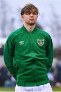 22 March 2023; Harry Vaughan of Republic of Ireland before the UEFA European Under-19 Championship Elite Round match between Republic of Ireland and Slovakia at Ferrycarrig Park in Wexford. Photo by Piaras Ó Mídheach/Sportsfile