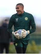 24 March 2023; Goalkeeper Gavin Bazunu during a Republic of Ireland training session at the FAI National Training Centre in Abbotstown, Dublin. Photo by Stephen McCarthy/Sportsfile