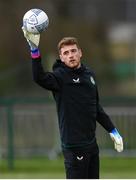 24 March 2023; Goalkeeper Mark Travers during a Republic of Ireland training session at the FAI National Training Centre in Abbotstown, Dublin. Photo by Stephen McCarthy/Sportsfile