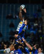 24 March 2023; Hacjivah Dayimani of DHL Stormers wins possession in a line-out ahead of Max Deegan of Leinster during the United Rugby Championship match between Leinster and DHL Stormers at the RDS Arena in Dublin. Photo by Tyler Miller/Sportsfile