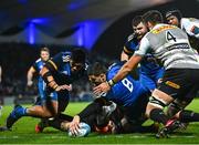 24 March 2023; Max Deegan of Leinster scores his side's fourth try during the United Rugby Championship match between Leinster and DHL Stormers at the RDS Arena in Dublin. Photo by Harry Murphy/Sportsfile