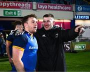 24 March 2023; Liam Turner and John McKee of Leinster after the United Rugby Championship match between Leinster and DHL Stormers at the RDS Arena in Dublin. Photo by Harry Murphy/Sportsfile