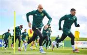 25 March 2023; Will Smallbone and Matt Doherty during a Republic of Ireland training session at the FAI National Training Centre in Abbotstown, Dublin. Photo by Stephen McCarthy/Sportsfile