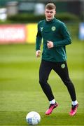 25 March 2023; Evan Ferguson during a Republic of Ireland training session at the FAI National Training Centre in Abbotstown, Dublin. Photo by Stephen McCarthy/Sportsfile