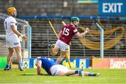 25 March 2023; Niall O'Brien of Westmeath celebrates after scoring his side's second goal during the Allianz Hurling League Division 1 Relegation Play-Off match between Westmeath and Laois at FBD Semple Stadium in Thurles, Tipperary. Photo by Michael P Ryan/Sportsfile