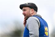 25 March 2023; Maynooth manager Kevin Larkin during the Lidl LGFA Post Primary Junior B Final match between Maynooth Educate Together, Kildare, and St Ronan's College Lurgan, Armagh, at the GAA National Games Development Centre in Abbotstown, Dublin. Photo by Ben McShane/Sportsfile