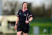 25 March 2023; Referee Sinead McHugh during the Lidl LGFA Post Primary Junior B Final match between Maynooth Educate Together, Kildare, and St Ronan's College Lurgan, Armagh, at the GAA National Games Development Centre in Abbotstown, Dublin. Photo by Ben McShane/Sportsfile