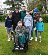 25 March 2023; Seamus Coleman meets Vincent Lyons, age 12, from Blanchardstown, and his family after a Republic of Ireland training session at the FAI National Training Centre in Abbotstown, Dublin. Photo by Stephen McCarthy/Sportsfile