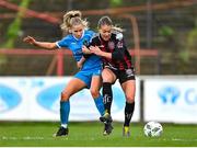 25 March 2023; Sarah Rowe of Bohemians in action against Tara O'Hanlon of Peamount United during the SSE Airtricity Women's Premier Division match between Bohemians and Peamount United at Dalymount Park in Dublin. Photo by Stephen Marken/Sportsfile