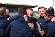 25 March 2023; Westmeath manager Joe Fortune celebrates at the full time whistle in the Allianz Hurling League Division 1 Relegation Play-Off match between Westmeath and Laois at FBD Semple Stadium in Thurles, Tipperary. Photo by Michael P Ryan/Sportsfile