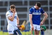 25 March 2023; Laois Player Enda Rowland, left, and Patrick Purcell of Laois after their side's defeat in the Allianz Hurling League Division 1 Relegation Play-Off match between Westmeath and Laois at FBD Semple Stadium in Thurles, Tipperary. Photo by Michael P Ryan/Sportsfile