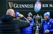 24 March 2023; Leinster supporters take a photo with the Guinness Six Nations trophy at the United Rugby Championship match between Leinster and DHL Stormers at the RDS Arena in Dublin. Photo by Tyler Miller/Sportsfile