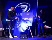24 March 2023; Dave Kearney of Leinster speaks with Bebhinn Dunne of the OLSC during a Q&A in the Guinness Fanzone at the United Rugby Championship match between Leinster and DHL Stormers at the RDS Arena in Dublin. Photo by Harry Murphy/Sportsfile