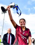 25 March 2023; Loreto College captain Sarah Clarke is lifts the cup after the Lidl LGFA Post Primary Junior A Final match between Loreto College Cavan and St Mary's High School Midleton, Cork at the GAA National Games Development Centre in Abbotstown, Dublin. Photo by Ben McShane/Sportsfile