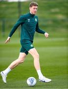 25 March 2023; Nathan Collins during a Republic of Ireland training session at the FAI National Training Centre in Abbotstown, Dublin. Photo by Stephen McCarthy/Sportsfile