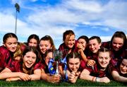 25 March 2023; Loreto College players celebrate with the cup after the Lidl LGFA Post Primary Junior A Final match between Loreto College Cavan and St Mary's High School Midleton, Cork at the GAA National Games Development Centre in Abbotstown, Dublin. Photo by Ben McShane/Sportsfile