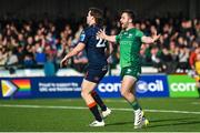 25 March 2023; Caolin Blade of Connacht celebrates after scoring his third and his side's sixth try during the United Rugby Championship match between Connacht and Edinburgh at the Sportsground in Galway. Photo by Brendan Moran/Sportsfile