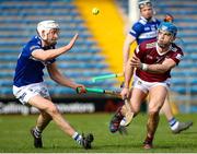 25 March 2023; Conor Shaw of Westmeath in action against Martin Phelan of Laois during the Allianz Hurling League Division 1 Relegation Play-Off match between Westmeath and Laois at FBD Semple Stadium in Thurles, Tipperary. Photo by Michael P Ryan/Sportsfile
