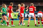25 March 2023; Kate Wiliams of Wales, centre, celebrates after the TikTok Women's Six Nations Rugby Championship match between Wales and Ireland at Cardiff Arms Park in Cardiff, Wales. Photo by Mark Lewis/Sportsfile