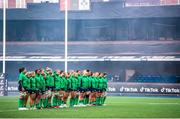25 March 2023; Ireland players stand for the National Anthem before the TikTok Women's Six Nations Rugby Championship match between Wales and Ireland at Cardiff Arms Park in Cardiff, Wales. Photo by Mark Lewis/Sportsfile