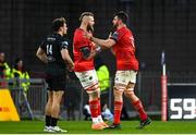25 March 2023; RG Snyman of Munster replaces teammate Jean Kleyn during the United Rugby Championship match between Munster and Glasgow Warriors at Thomond Park in Limerick. Photo by Harry Murphy/Sportsfile