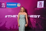 25 March 2023; Róisin McCormick of Loughgiel Shamrocks, Antrim on arrival to the AIB Camogie Club Player Awards 2023 at Croke Park in Dublin. Photo by David Fitzgerald/Sportsfile