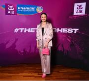 25 March 2023; Amy Boyle of Loughgiel Shamrocks, Antrim on arrival to the AIB Camogie Club Player Awards 2023 at Croke Park in Dublin. Photo by David Fitzgerald/Sportsfile
