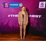 25 March 2023; Aisling Maher of St Vincents, Dublin on arrival to the AIB Camogie Club Player Awards 2023 at Croke Park in Dublin. Photo by David Fitzgerald/Sportsfile