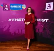 25 March 2023; Host Grainne McElwain on arrival to the AIB Camogie Club Player Awards 2023 at Croke Park in Dublin. Photo by David Fitzgerald/Sportsfile