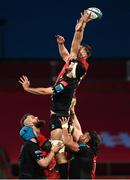 25 March 2023; Alex Samuel of Glasgow Warriors and Gavin Coombes of Munster contest a lineout during the United Rugby Championship match between Munster and Glasgow Warriors at Thomond Park in Limerick. Photo by Harry Murphy/Sportsfile