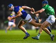 25 March 2023; Jason Forde of Tipperary in action against Mike Casey of Limerick during the Allianz Hurling League Division 1 Semi-Final match between Limerick and Tipperary at TUS Gaelic Grounds in Limerick. Photo by Piaras Ó Mídheach/Sportsfile