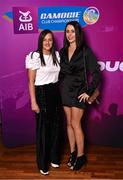 25 March 2023; Shelley Kehoe, left, and Mary Leacy of Oulart The Ballagh, Wexford on arrival to the AIB Camogie Club Player Awards 2023 at Croke Park in Dublin. Photo by David Fitzgerald/Sportsfile