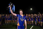 25 March 2023; Presentation Secondary School Milltown captain Aideen O'Brien lifts the trophy after Lidl LGFA Post Primary Junior C Final match between Dunmore Community School, Galway, and Presentation Secondary School Milltown, Kerry at Fethard Town Park in Tipperary. Photo by Michael P Ryan/Sportsfile
