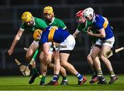 25 March 2023; Ronan Maher of Tipperary in action against Cathal O'Neill of Limerick, 10, during the Allianz Hurling League Division 1 Semi-Final match between Limerick and Tipperary at TUS Gaelic Grounds in Limerick. Photo by Piaras Ó Mídheach/Sportsfile
