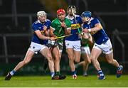 25 March 2023; Barry Nash of Limerick is shouldered by Eoghan Connolly of Tipperary, left, during the Allianz Hurling League Division 1 Semi-Final match between Limerick and Tipperary at TUS Gaelic Grounds in Limerick. Photo by Piaras Ó Mídheach/Sportsfile