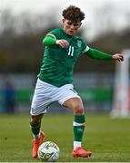 25 March 2023; Kevin Zefi of Republic of Ireland during the UEFA European Under-19 Championship Elite Round match between Republic of Ireland and Estonia at Ferrycarrig Park in Wexford. Photo by Sam Barnes/Sportsfile