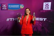 25 March 2023; Orlaith McGrath of Sarsfields, Galway with her 2021/22 Connacht Player of the Year and Team of the Year award during the AIB Camogie Club Player Awards 2023 at Croke Park in Dublin. Photo by David Fitzgerald/Sportsfile