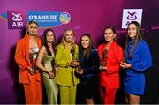 25 March 2023; Sarsfields, Galway players, from left, Maria Cooney, Cora Kenny, Laura Ward, Siobhan McGrath, Orlaith McGrath and Laura Glynn during the AIB Camogie Club Player Awards 2023 at Croke Park in Dublin. Photo by David Fitzgerald/Sportsfile