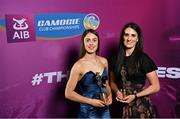 25 March 2023; Jennifer Daly, left, and Mairéad Scanlon of Scariff Ogonelloe, Clare during the AIB Camogie Club Player Awards 2023 at Croke Park in Dublin. Photo by David Fitzgerald/Sportsfile