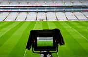 26 March 2023; The Croke Park pitch is seen through the lens of a TV Camera before the Allianz Football League Division 2 match between Dublin and Louth at Croke Park in Dublin. Photo by Ray McManus/Sportsfile